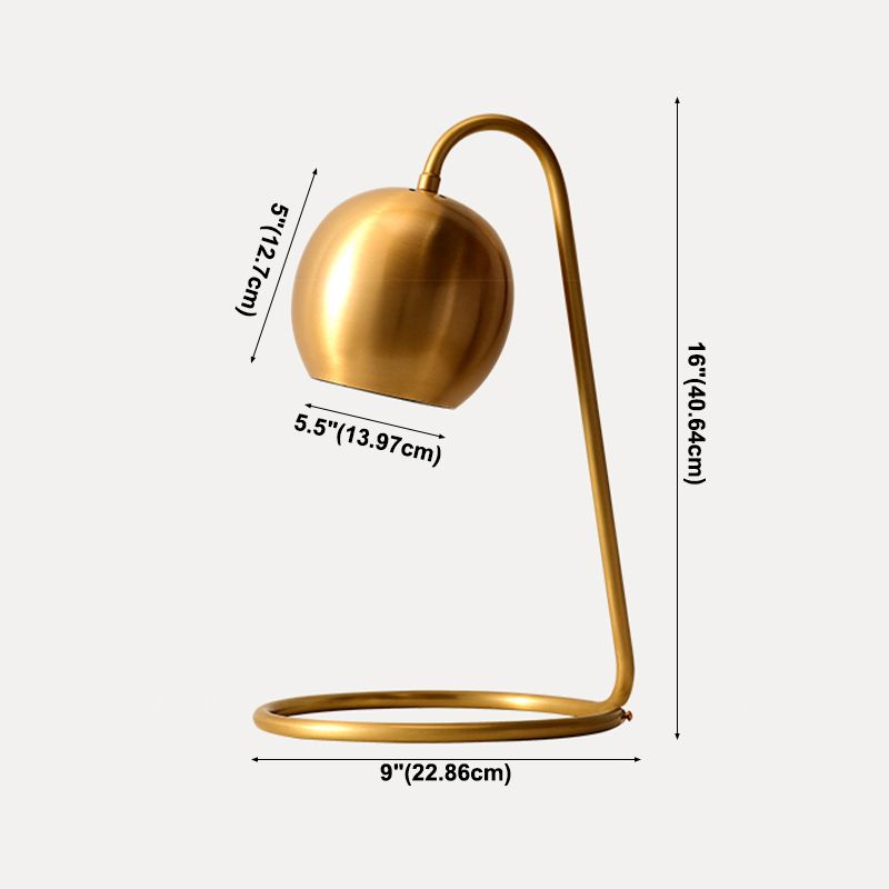 Minimalist Style Table Lamp Brass Spherical Night Table Lamp with Metal Shade