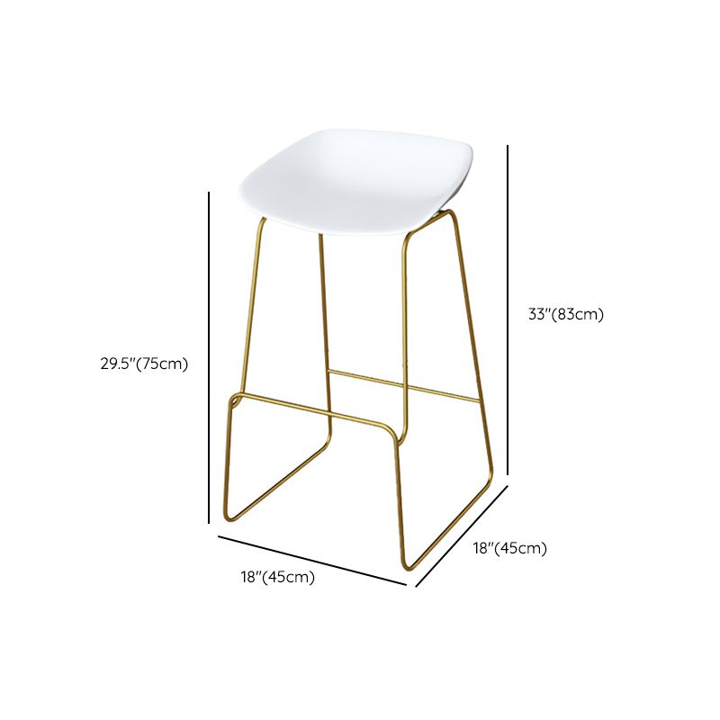 Metal Dining Stools Scandinavian Armless Bar Stools with Footrest