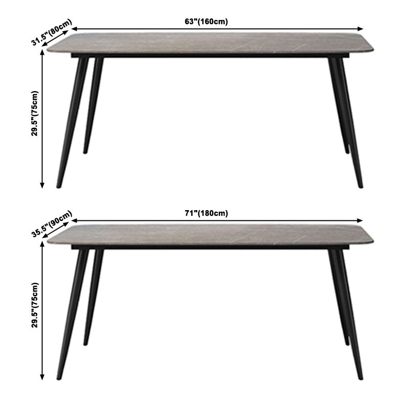 Simplicity Style Sintered Stone Dining Table 4 Legs Carbon Steel Base Rectangle Table for Home