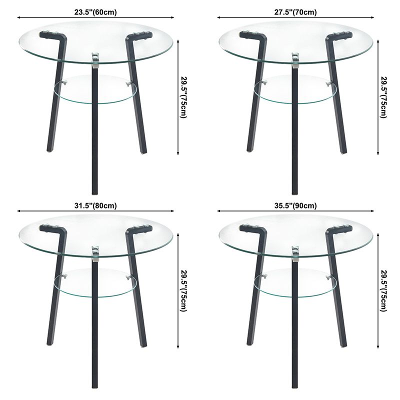 Round 3 Legs Modern Dining Table Transparent Fixed Table of Clear Glass