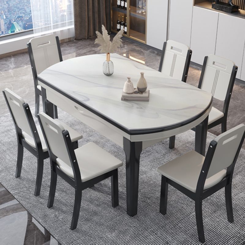 Glossy White Dining Table Set 1/7 Pieces Dinette Set with Chairs