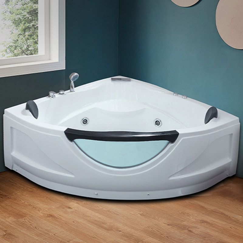 Contemporary Acrylic Corner Bath Tub White Tub with Internal Drain