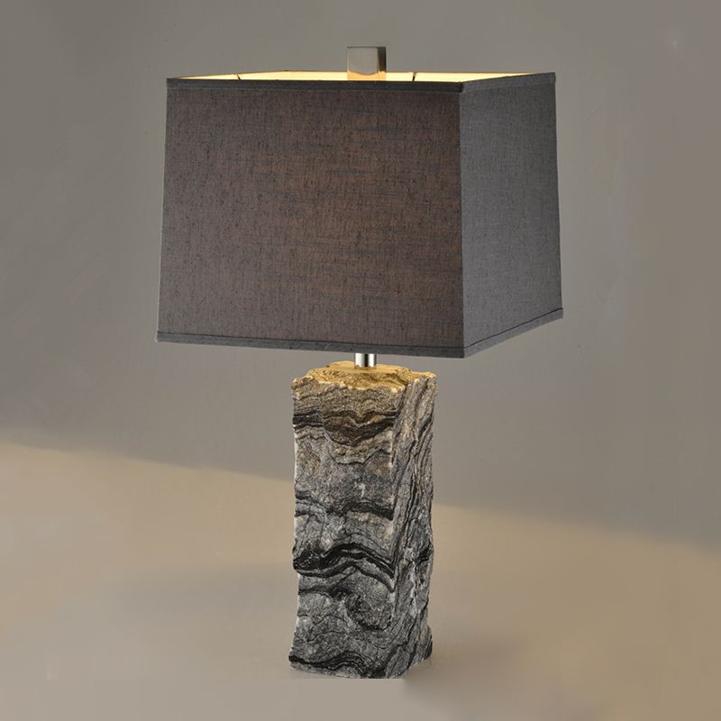 Marble Night Table Rectangular Light Modernisme Lampe de bureau à tête en noir avec de l'ombre en tissu