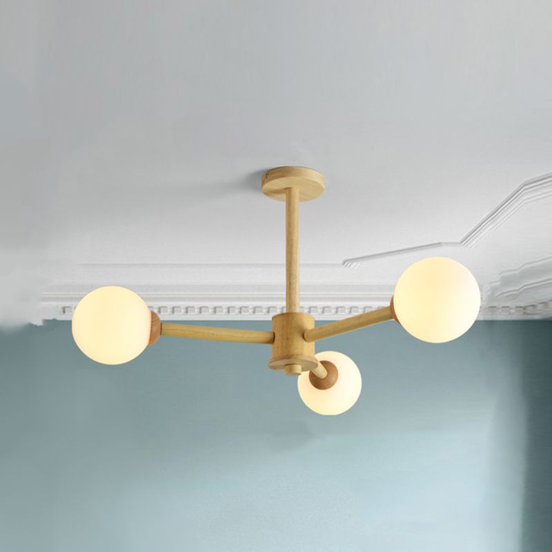 Luces colgantes de rama esférica múltiple de luz Modern Wood Lighting para estudio para estudiar