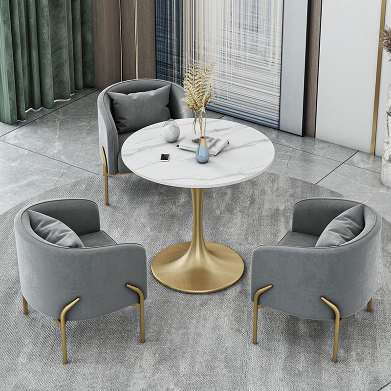 Traditional Luxury Round Dining Site Table Stone Home Furniture with Tulip Base