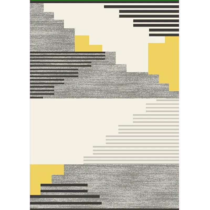 Multi-Colored Living Room Rug Contemporary Geometric Carpet Synthetics Stain Resistant Non-Slip Backing Washable Rug