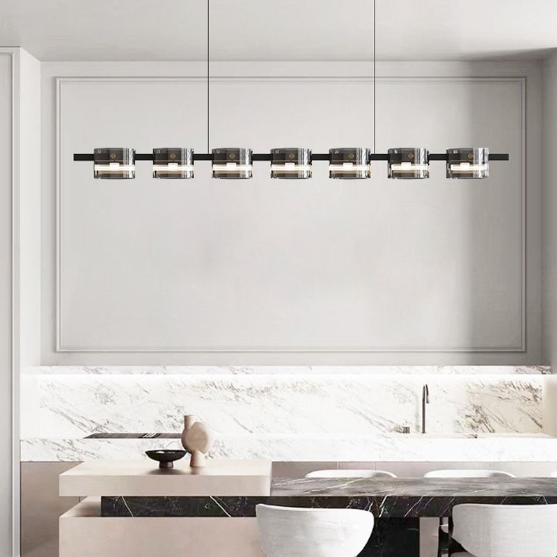 Modern Island Light LED Island Hanging Light with Glass Shade for Dining Room