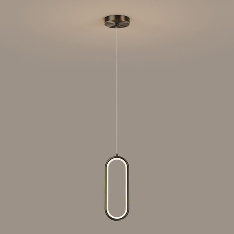 Oval Shape Metal Hanging Light Modern Style 1 Light Hanging Light Fixtures