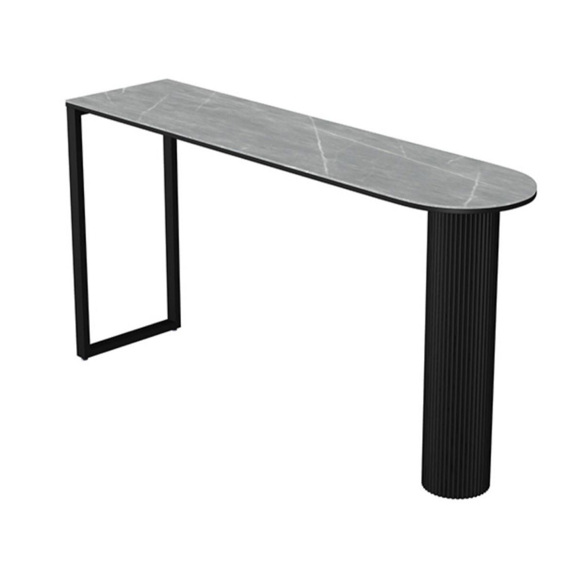 Glam Stone Pub Bar Table Indoor Iron Double Pedestal Bar Dining Table