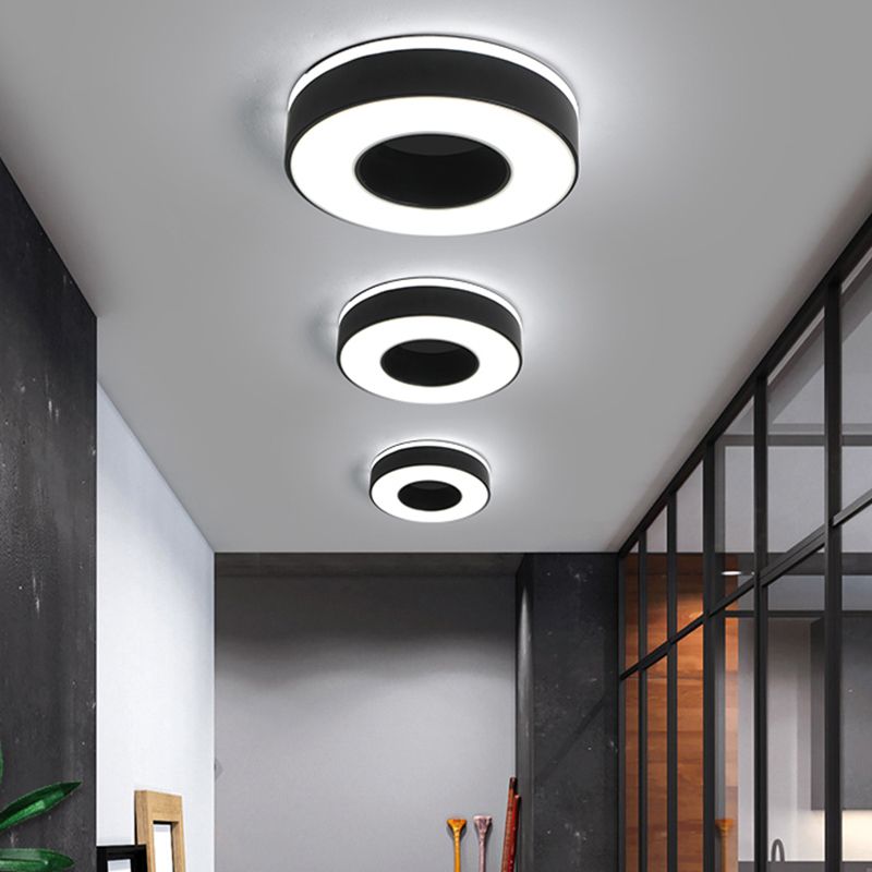 Lámpara empotrada LED de pasillo pequeño, accesorio montado en el techo de estilo nórdico de metal con difusor acrílico