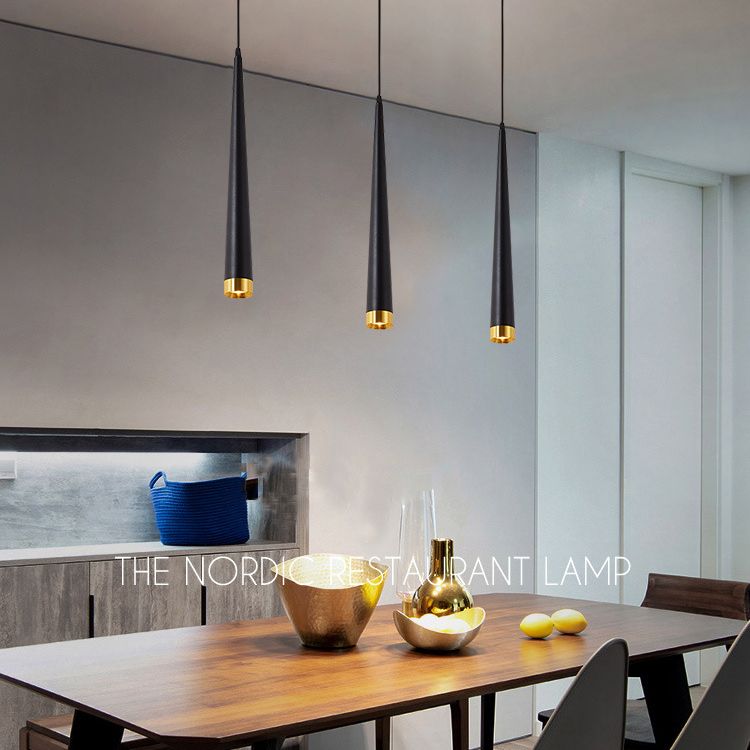 Contemporary Minimalism Style LED Hanging Light Height 24.8" Tapered Aluminum Suspension Lamp for Kitchen Bar