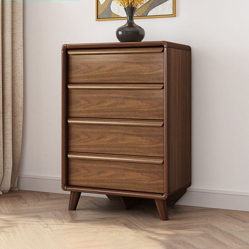 Soft Close Drawers Mid-Century Modern Chest Squared Legs Accent Chest in Brown
