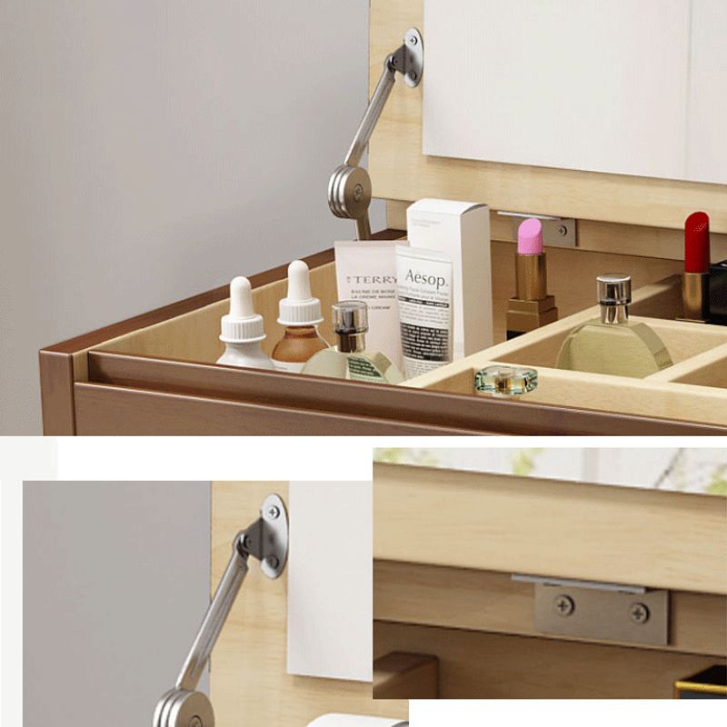 Modern 3-Drawer Solid Wood Vanity Makeup Table Vanity Stool