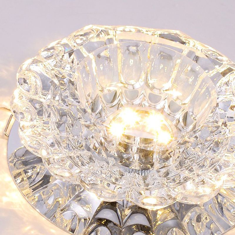 Modern Mini Crystal Ceiling Light Hallway LED Flush Mount Lamp with Hole 1.9-3.2" Dia