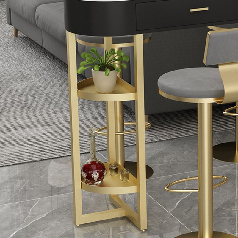 Contemporary Indoor Marble Cocktail Bar Table Storage Sled Bistro Bar Table
