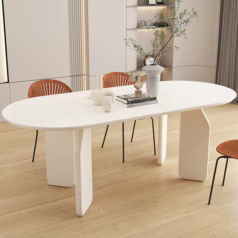 Solid Wood Dining Table White Modern Dinner Table for Dining Room