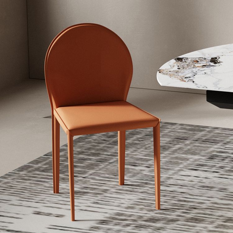 Sillas de comedor de cuero de estilo minimalista, sillas laterales sin brazos con respaldo sólido para uso doméstico