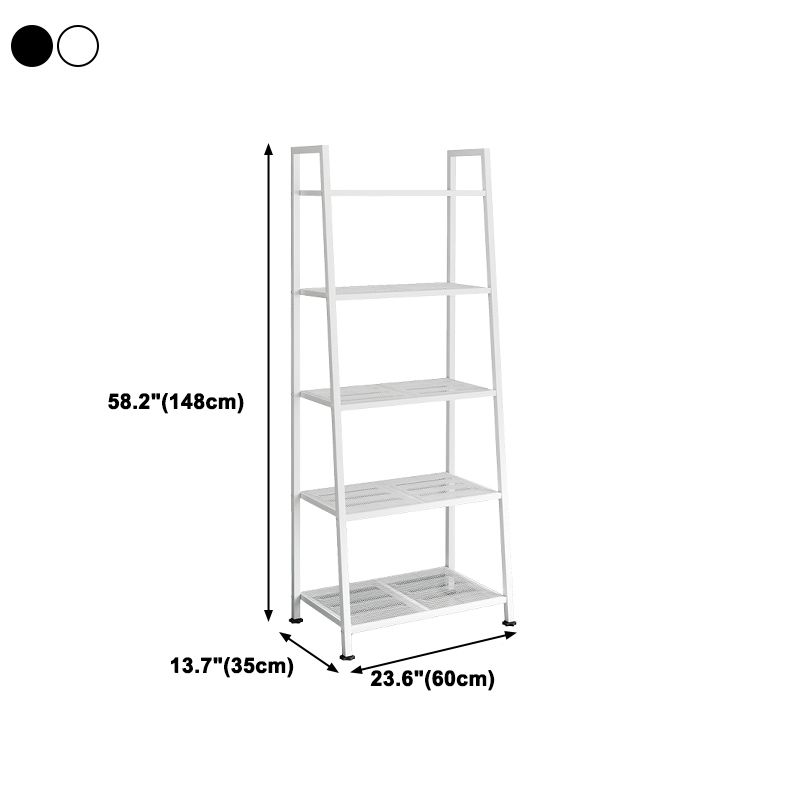 13.7" W Ladder Bookcase Open Storage Metal Bookshelf with Shelves