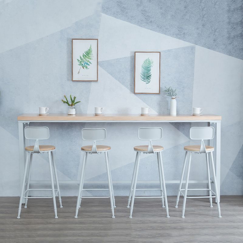 Indoor Wood Counter Wine Table Rectangle Natural and White Bar Height Pub Table