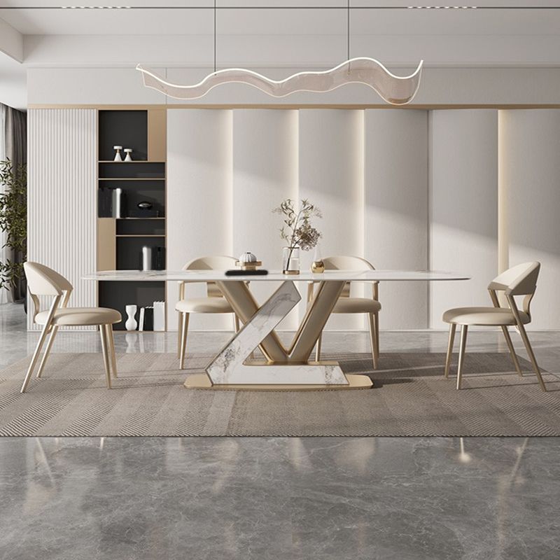 Nordic 1/4/5/7/9 Pieces Rectangle Dining Set Sintered Stone Top Dinette Table Set