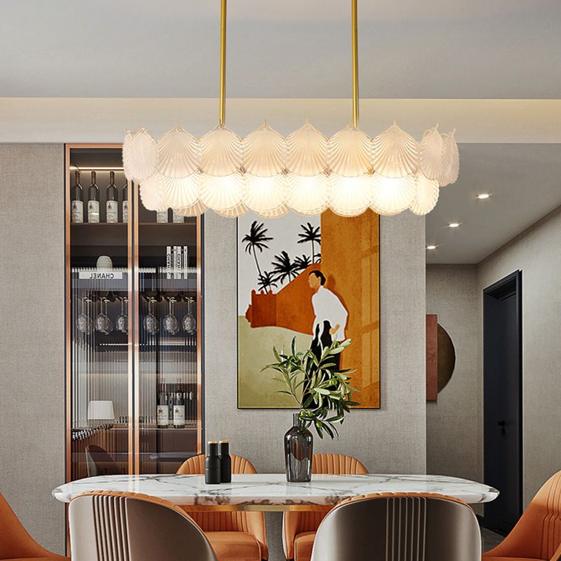 Vidrio 6 luces Modernas luces de la isla Luz de colmillo de oro