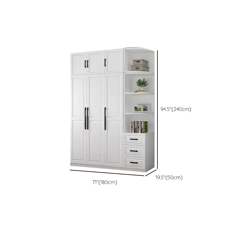 Freestanding Wood Frame Wardrobe Modern Hinged Soft Close Doors Wardrobe and Drawers