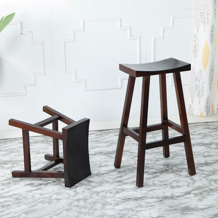 Coffee Shop Wood Counter & Bar Stool Contoured Seat Counter Stool in Brown