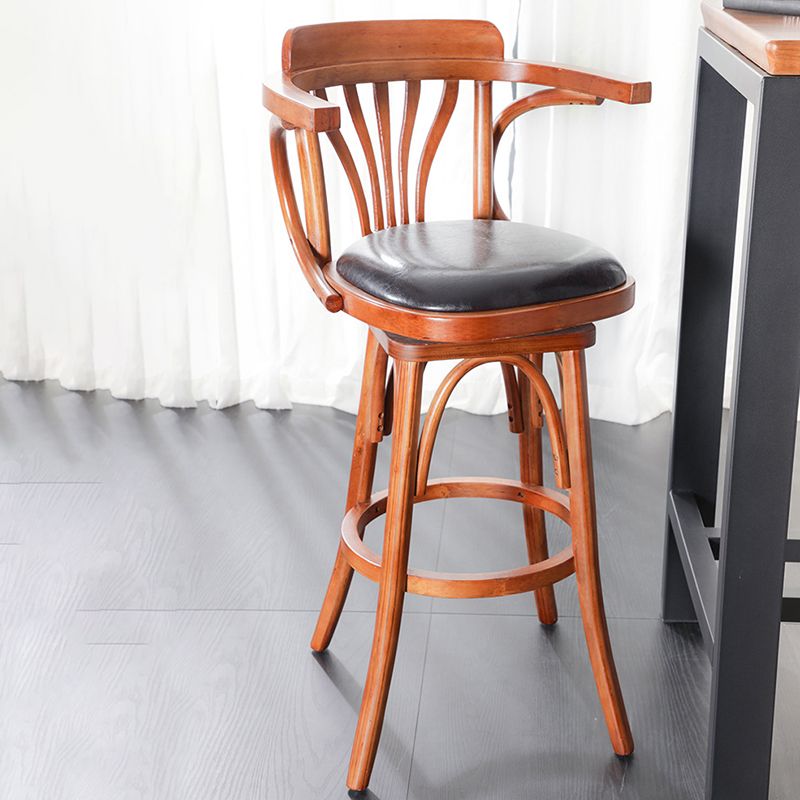 Glam Solid Wood Counter Height Stool Faux Leather Bar Stool Bar Stool