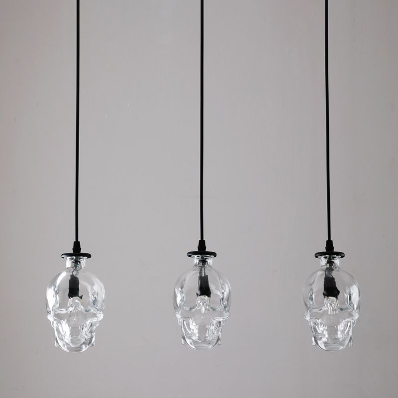 Lampada sospesa nera in vetro in stile creativo industriale Luce a sospensione geometrica per sala da pranzo