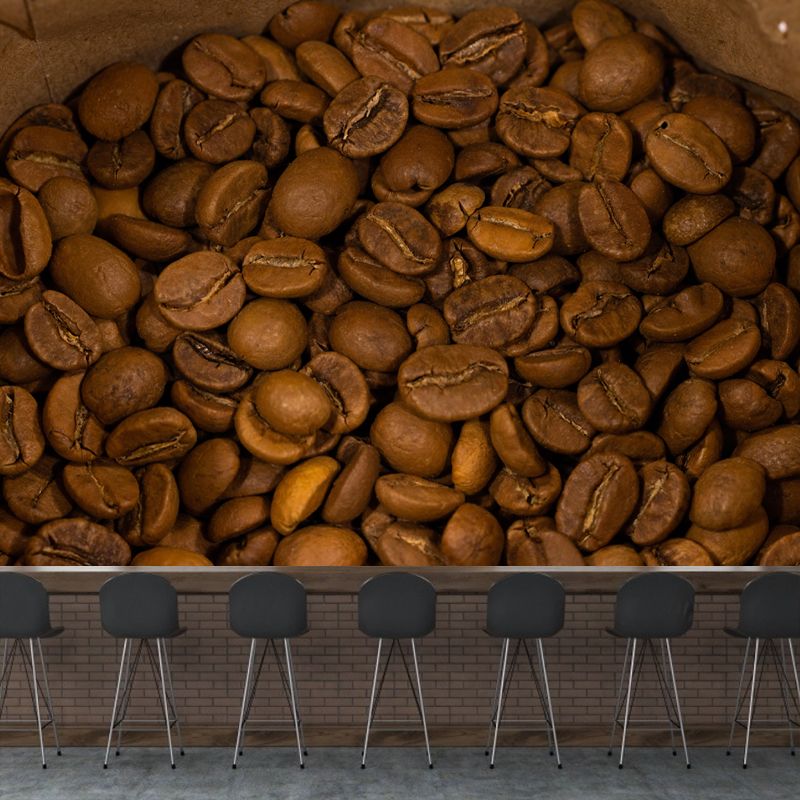 Customized Coffee Beans Mural Wallpaper for Restaurant Stain Resistant Wall Decor