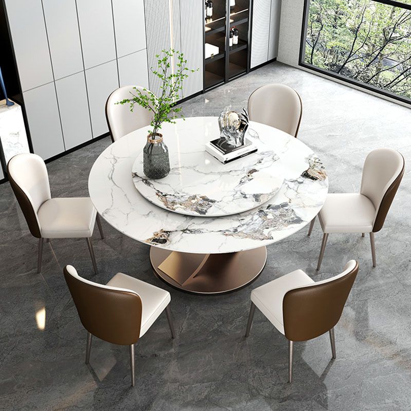 Glam Sintered Stone Dining Table Round Dinner Room Table for Dining Room