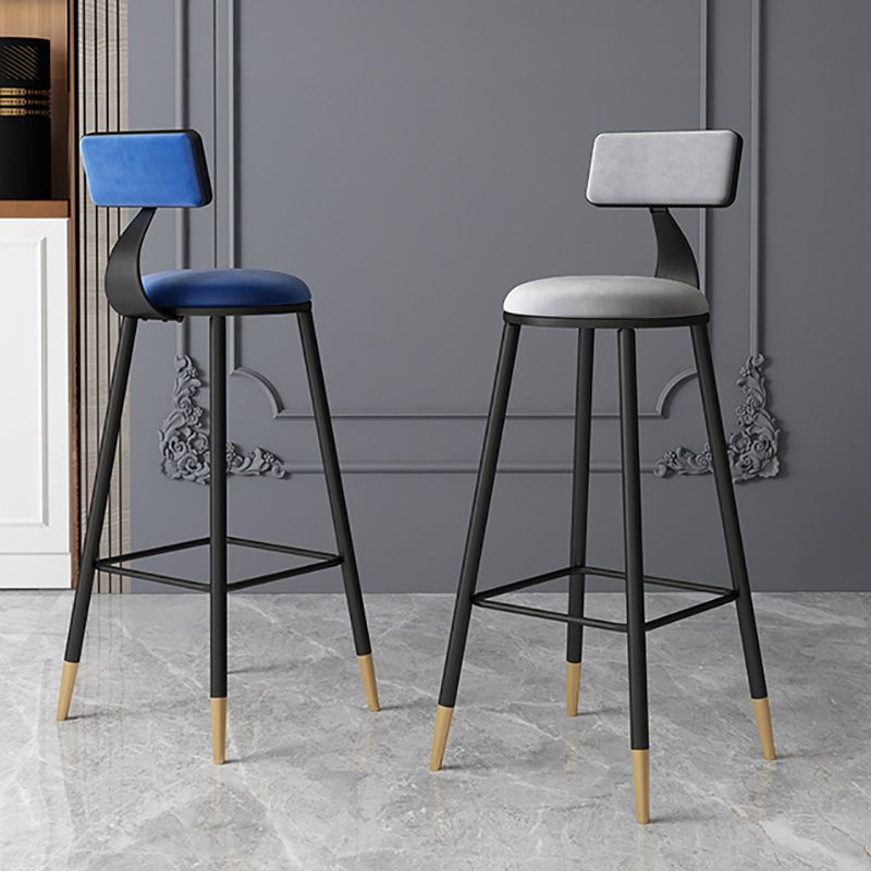Contemporary Style Barstool Round Low Back Bar Stool with Metal Legs