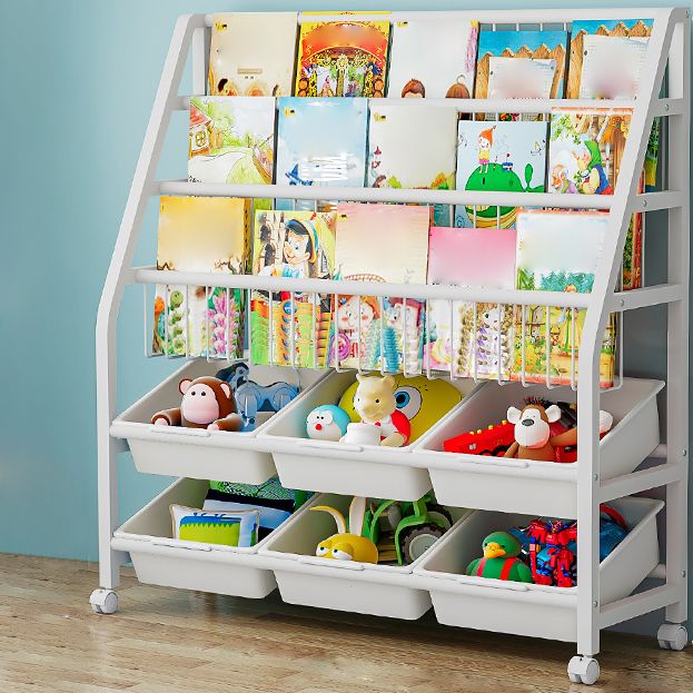 11.81"W Bookshelf Contemporary Style Bookcase for Home Study Room with Casters