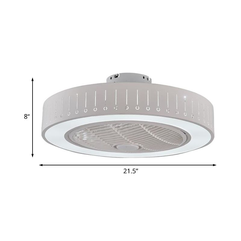 Acryl weiß hängende Lüfterlampe Runde LED 21,5 "Weitminimalismus Halbflush -Deckenleuchte mit 4 Klingen