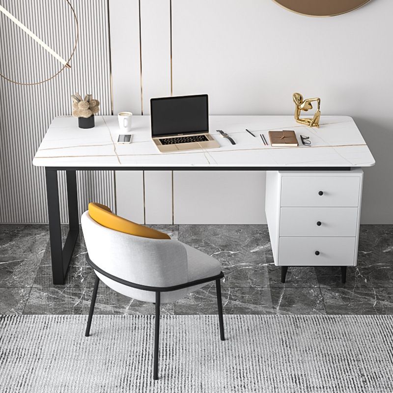 Contemporary Office Desk 23.62" Rectangular Executive Desk with 3-drawer