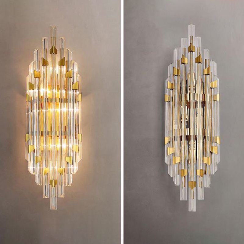 Clear Crystal 2 - Light Wall Sconce in Gold Metal Post Modern Wall Light