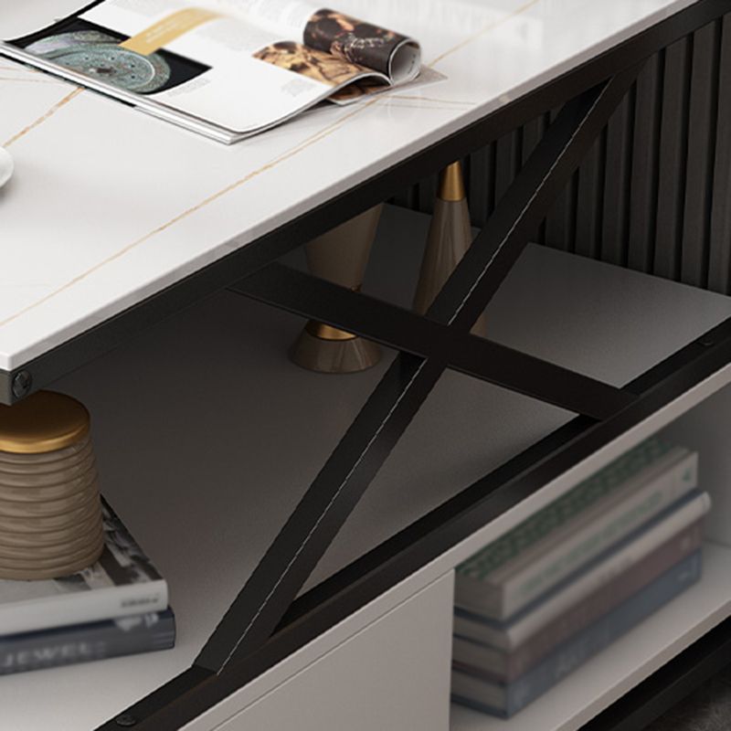 22.44" H Modern Rectangular End Table 1-Drawer Side Table with Shelves