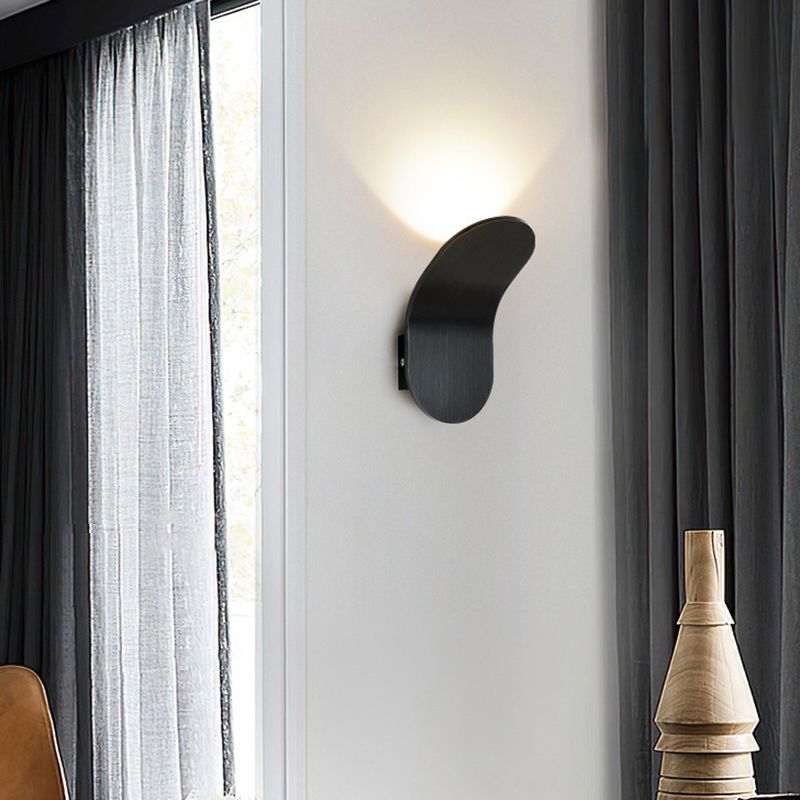 Contemporary Matte Black Wall Mounted Sconce Unique Metal 1 Light Wall Light