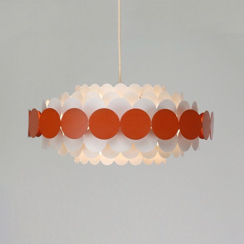 Red/Green Circle Tiers Chandelier Lamp Modernist 3-Light Metal Hanging Pendant Light for Living Room