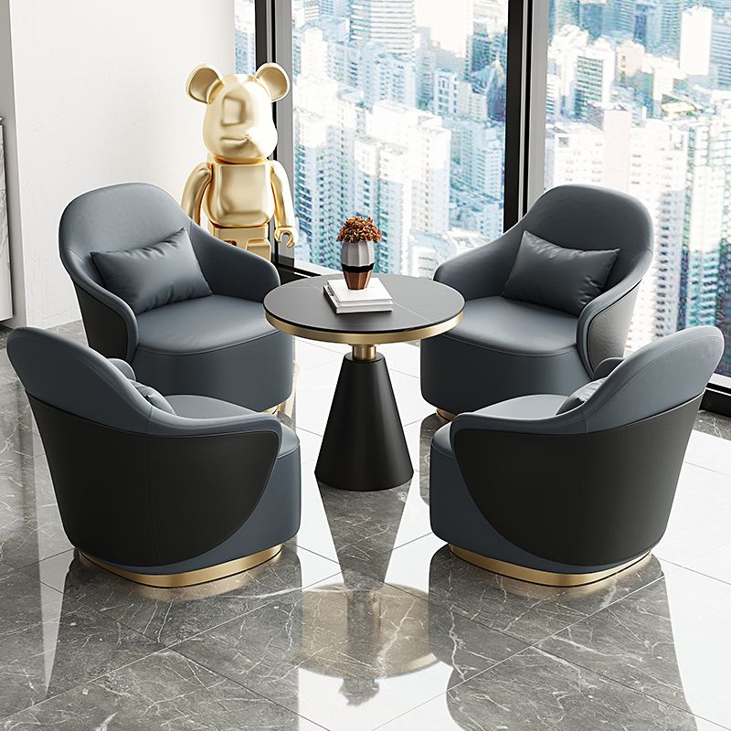 Recessed Arms Chair 25.59" Wide Faux Leather Arms Included Chair with Pillow Back