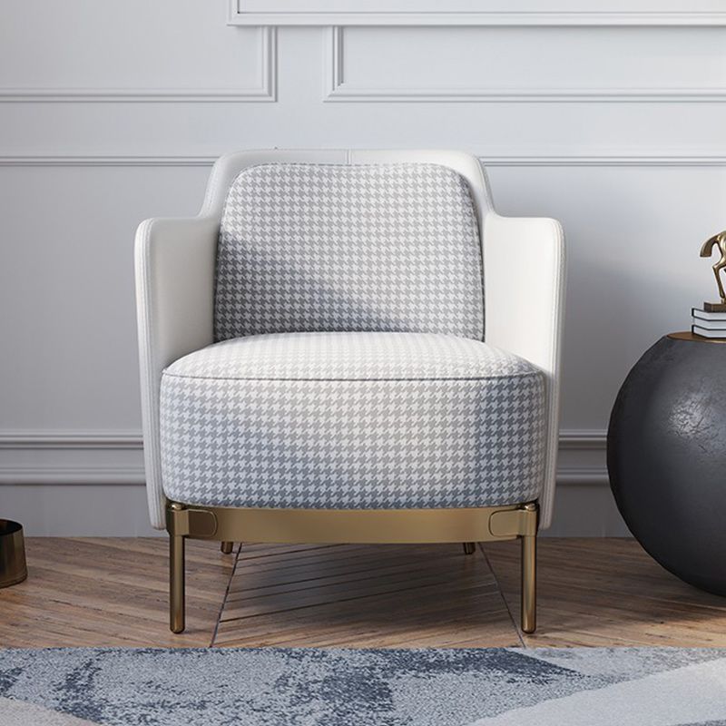 Upholstered Accent Armchair 4 Legs Sewn Pillow Back Accent Chair