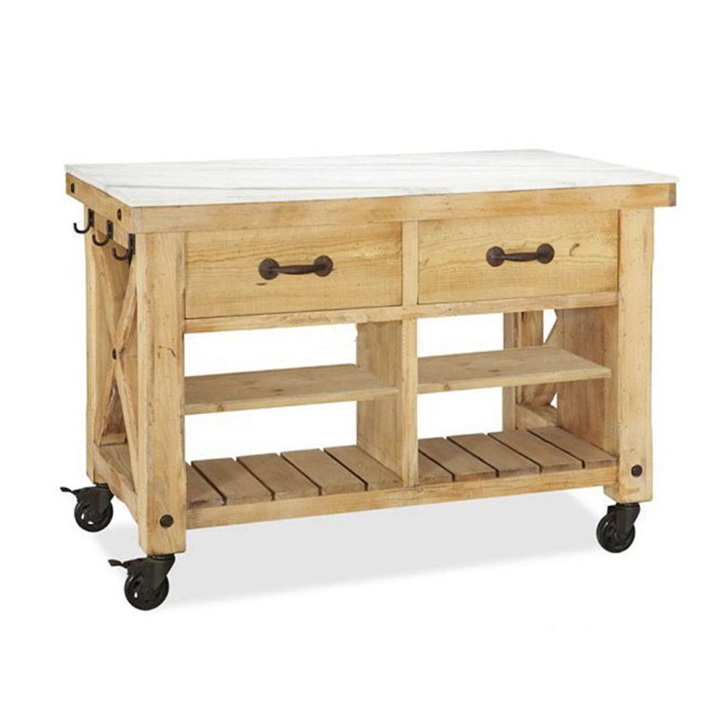 Modern Kitchen Island Table Dining Room Prep Table with Open Shelves