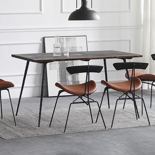 4-foot Oak Solid Wood Industrial Rectangle Dining Table for Dining Room