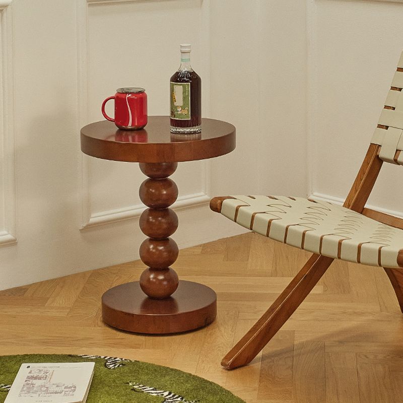 Round Solid Wood Side Table Scandinavian 20" Tall Pedestal End Table
