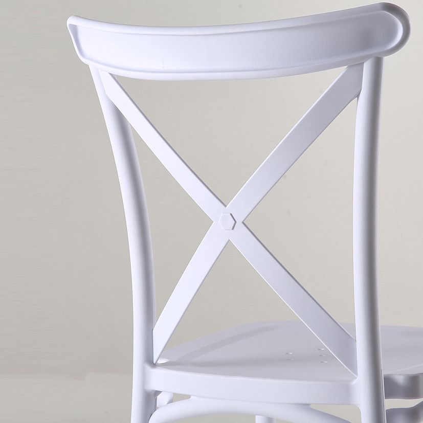 Chaise de salle à manger en plastique de style moderne, chaise latérale à dossier croisé de 17 pouces de large pour la cuisine