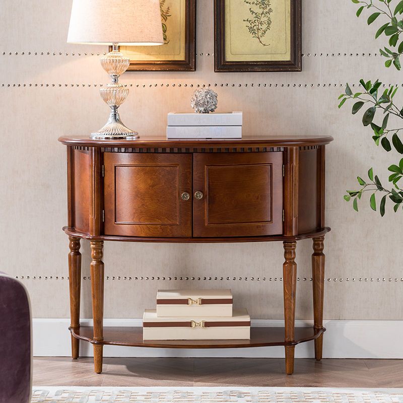 Mid-Century Modern Wooden End Table Half Moon Accent Table for Hall