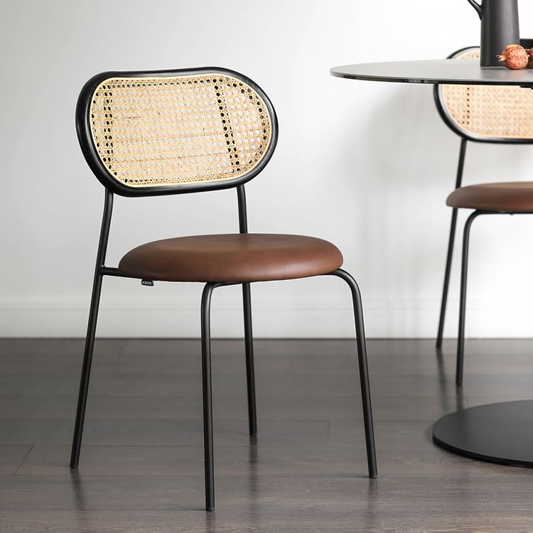 Modern Style PU Leather Side Chair Open Back Dining Side Chair for Dining Room