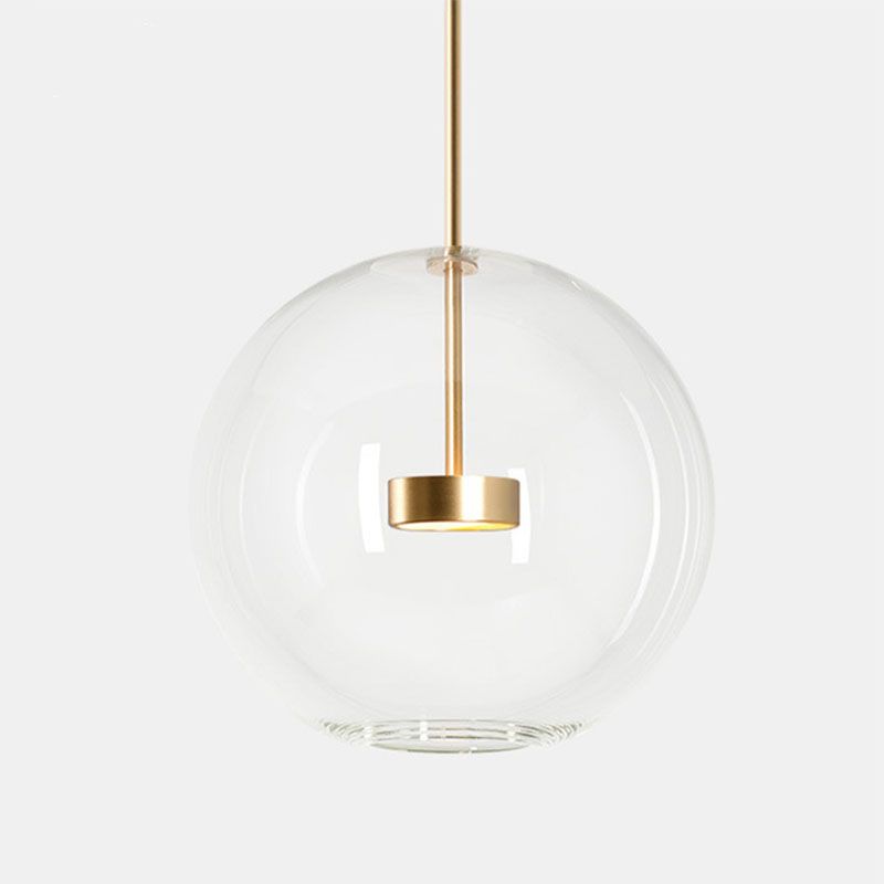 1 pendentif en forme de globe léger avec un luminaire d'éclairage de suspension moderne en verre transparent
