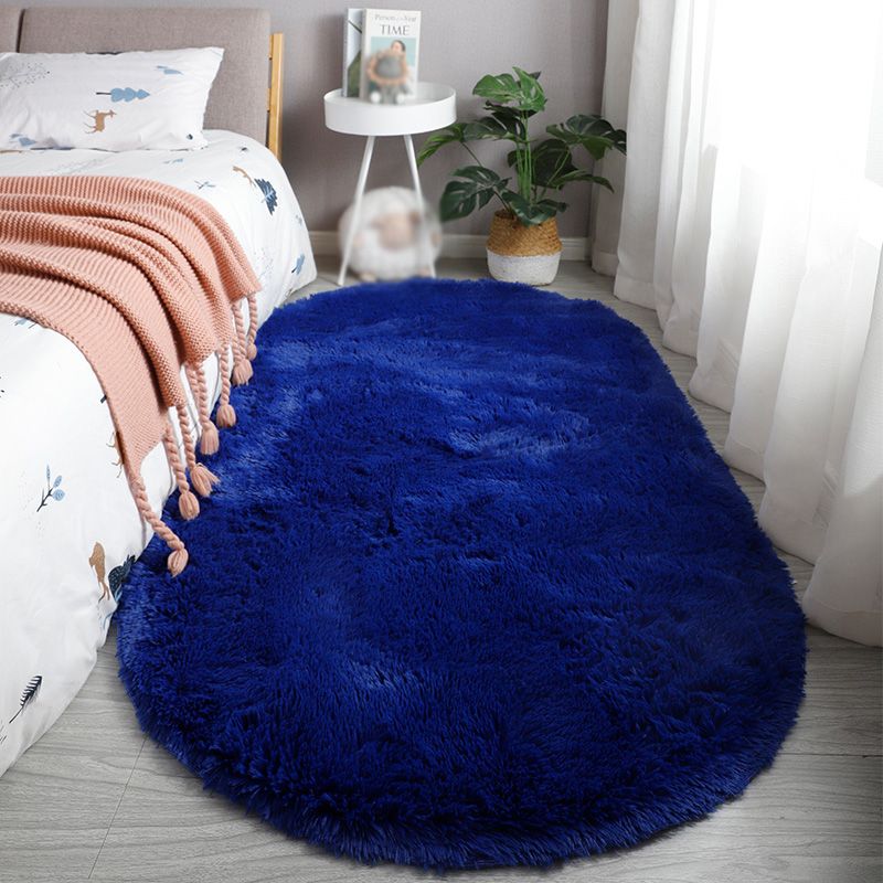 Ovaler fester Teppich Moderner Shag Innenteppich-Polyester Nicht-Rutsch-Rückseite Teppich für Erwachsene Schlafzimmer
