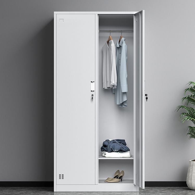 White Steel Wardrobe Cabinet Contemporary Hinged Wardrobe Closet